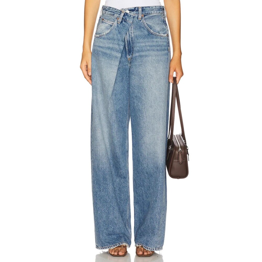 AGOLDE Vana Fold Jeans Womens 30 Blue Wide Leg Mantra Wash Denim Baggy NEW